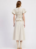 Azra Top in Ivory & Navy Pinstripe