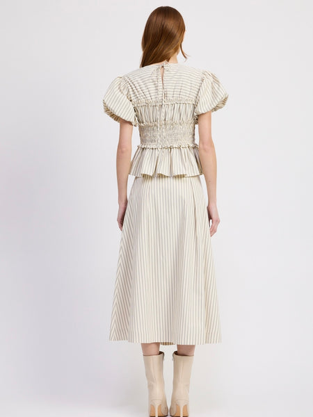 Azra Top in Ivory & Navy Pinstripe