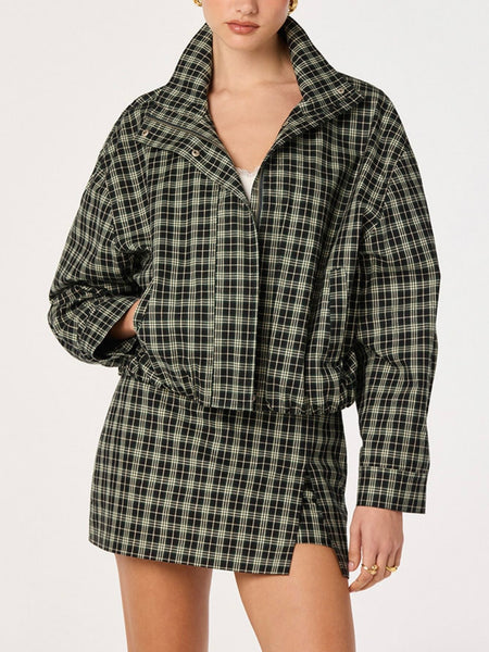Cooper Jacket in Black Green Plaid