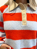 Princeton Polo Sweater in Blue & Red