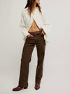 Risk Taker Mid Rise Straight Jean in Workwear Brown