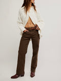 Risk Taker Mid Rise Straight Jean in Workwear Brown