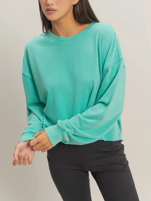 Mottled & Mineral Crop Tee in Turquoise