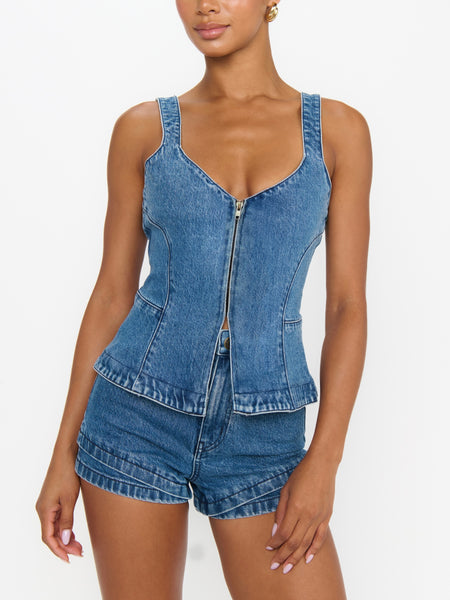 Shay Corset Top in Waterfall Blue