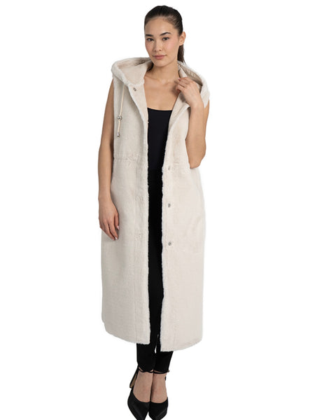 Victoria Faux Fur Coat in Taupe