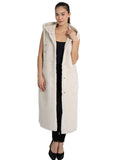 Tish Faux Fur Long Vest in Beige