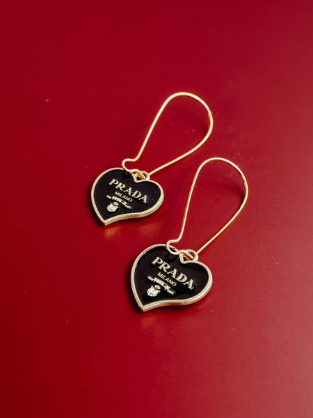 Repurposed Black Heart Hook Earring