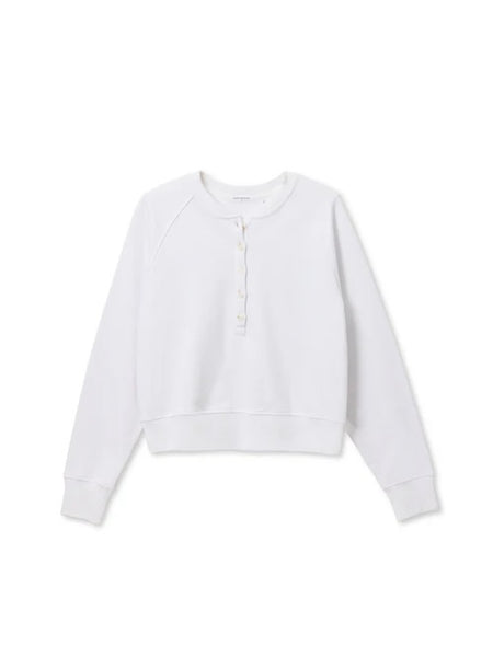Bowen Button Sweatshirt in White