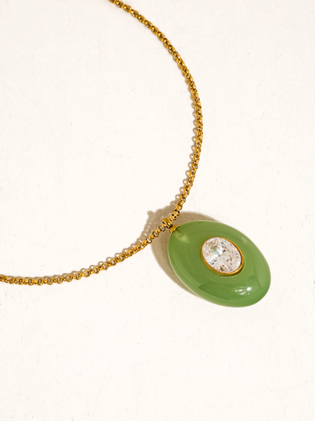 Attica Stone CZ Pendant Necklace in Green