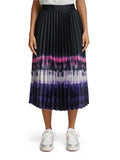 Pleated High Rise Midi Skirt in Dip Dye Stripe