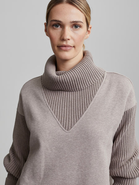 Ramsey Cowl Neck Sweat in Deep Taupe Marl