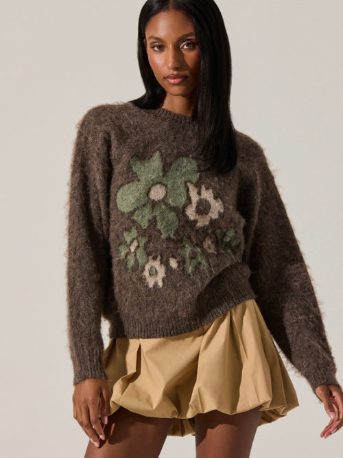 Conetta Sweater in Brown Green Floral