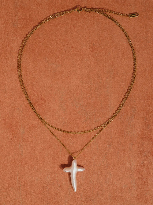 Aurise Pearl Cross Necklace