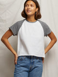 Britt Athletic Color Block Tee in White & Heather Grey