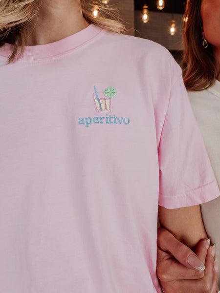 Aperitivo Embroidered Tee in Blossom