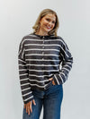 Piper Cabana Stripe Cardigan in Grey & Ivory