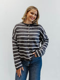Piper Cabana Stripe Cardigan in Grey & Ivory