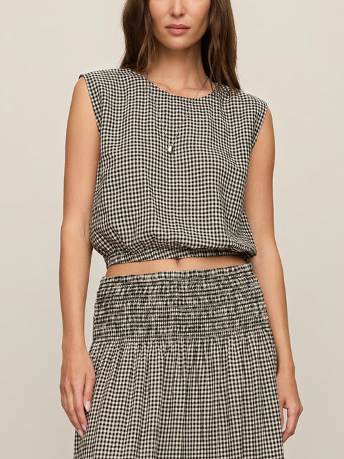 Merit Gingham Top in Black