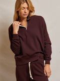 Maren French Terry Half Zip in Blackberry