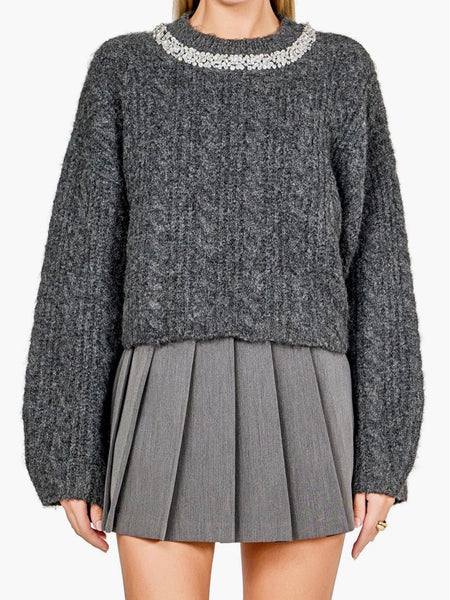 You Are The Statement Sweater in Charcoal
