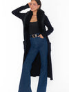 Lombardi Long Cardi in Black Faux Fur Knit