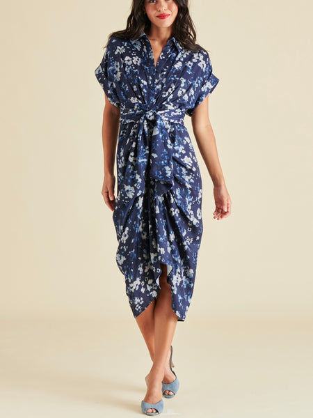 Lottie Wrap Dress in Abstract Floral