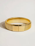 Christel Stripe Bold Bangle in Gold