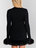 Sasha Top in Black Knit Faux Fur