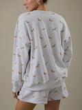 Stretched Out Sweatshirt in Doggy Print Grey