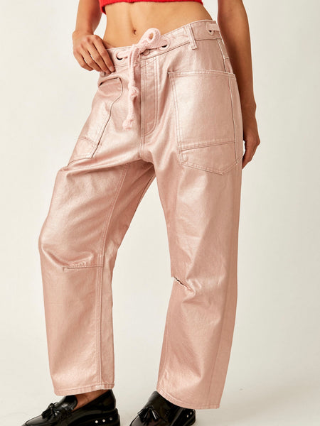 Moxie Metallic Low Slung Pant in Bubblegum