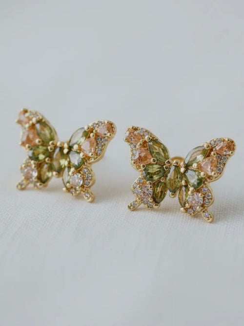 Ornate CZ Butterfly Studs