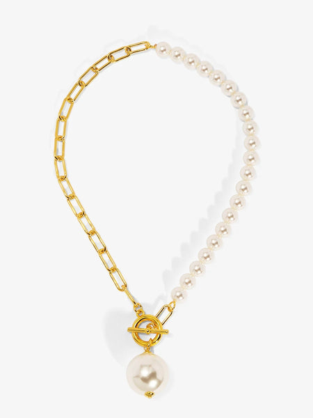 Chain & Pearl Pendant Necklace