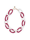 Jenna Gameday Link Beaded Necklace in Maroon & White