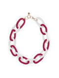 Jenna Gameday Link Beaded Necklace in Maroon & White