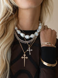 Athena Cross Necklace in Pearl