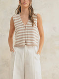 Someday Stripe Vest in Tan