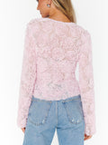 Maxene Top in Rosette Mesh Pink