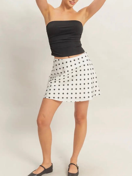 Do The Polka Mini Skirt in White