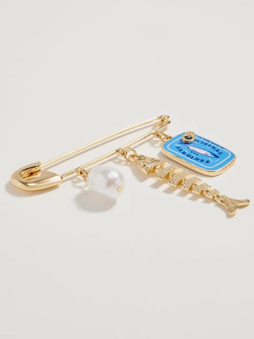 Fishbone Safety Pin Brooch