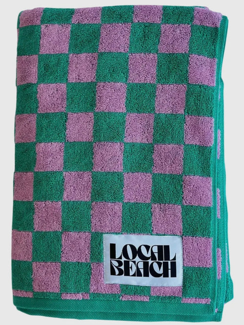 Checker Towel in Kelly & Bubblegum