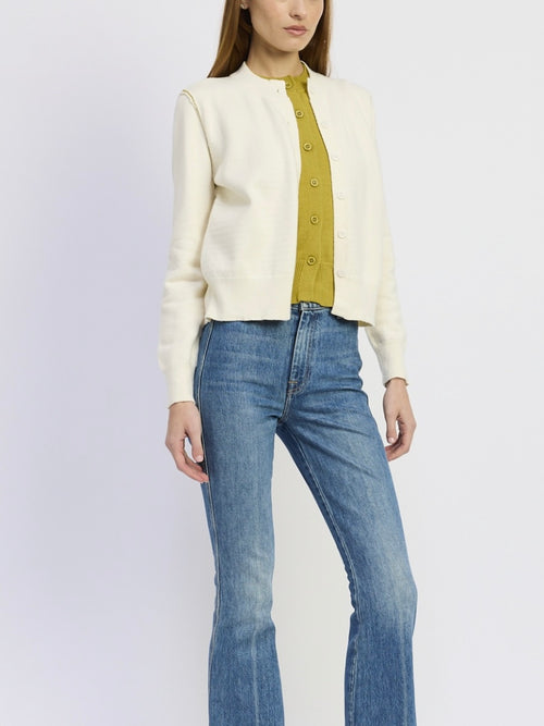 Rosalie Cardigan in Off White Chartreuse