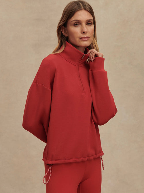 Sian Cropped Half Zip Midlayer in Lava Falls
