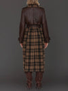 Plaid Mixed Media Faux Leather Trench in Multi