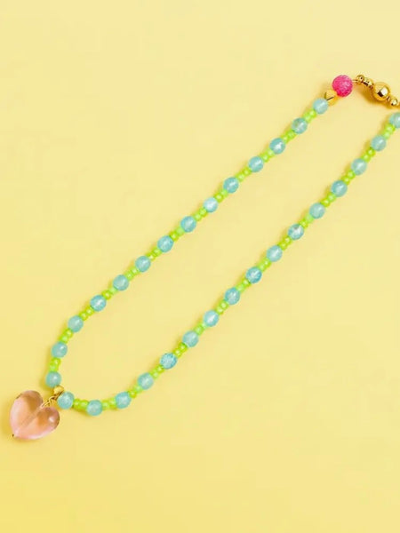 Amy Heart Necklace in Blue & Green