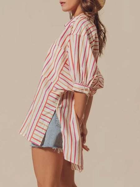 Down The Line Top in Pink Combo