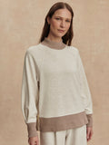 Loxley Raglan Boyfriend Sweat in Ivory & Taupe Marl