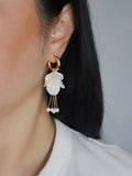 Pearl Petal Drop Hoops