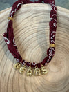 Bandana Charm Necklace in Maroon Puff BEARS