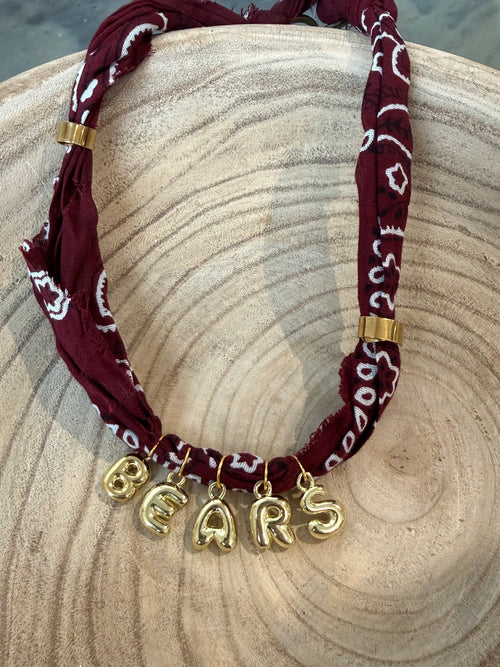 Bandana Charm Necklace in Maroon Puff BEARS