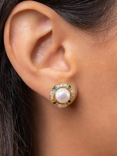 Kate Emerald & Pearl Earrings